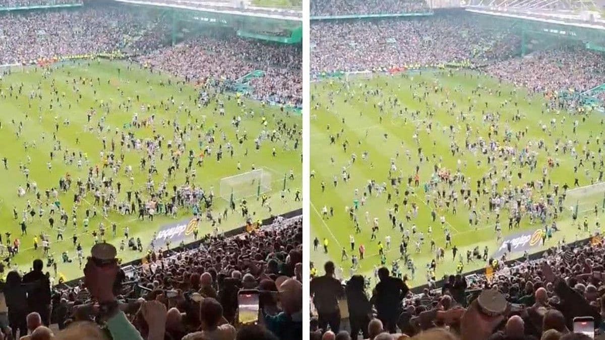 Celtic taraftarı sevinçten sahaya inmişti! Şampiyonluk el değiştirebilir